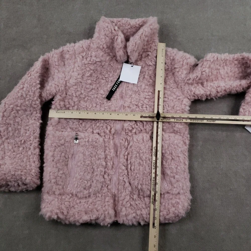 Steve Madden Jacket Girls Large‎ 14/16 Rose Tan Faux Fur Sherpa Zip Coat Warm